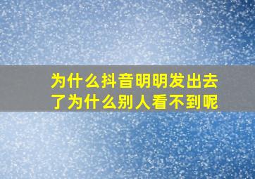 为什么抖音明明发出去了为什么别人看不到呢