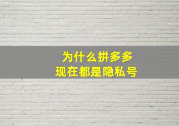 为什么拼多多现在都是隐私号