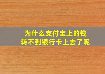 为什么支付宝上的钱转不到银行卡上去了呢