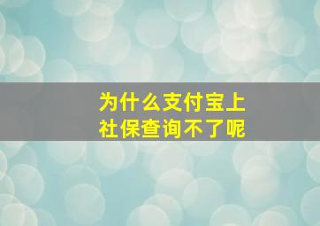 为什么支付宝上社保查询不了呢