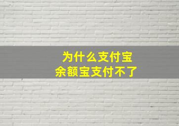 为什么支付宝余额宝支付不了