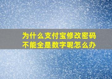 为什么支付宝修改密码不能全是数字呢怎么办