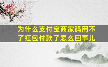 为什么支付宝商家码用不了红包付款了怎么回事儿