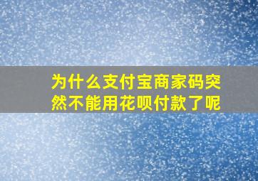 为什么支付宝商家码突然不能用花呗付款了呢