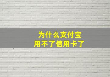 为什么支付宝用不了信用卡了