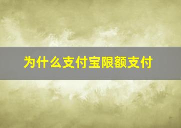 为什么支付宝限额支付