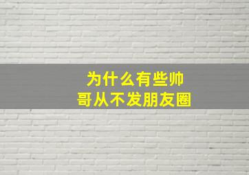 为什么有些帅哥从不发朋友圈