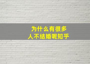 为什么有很多人不结婚呢知乎