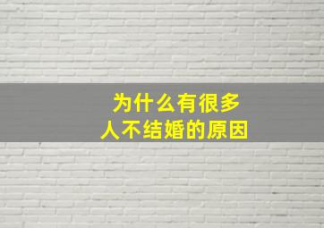 为什么有很多人不结婚的原因