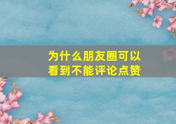 为什么朋友圈可以看到不能评论点赞