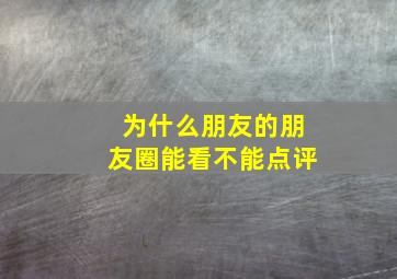 为什么朋友的朋友圈能看不能点评