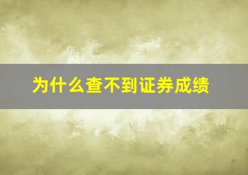 为什么查不到证券成绩