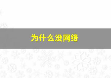 为什么没网络