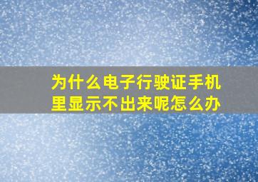 为什么电子行驶证手机里显示不出来呢怎么办