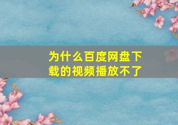 为什么百度网盘下载的视频播放不了