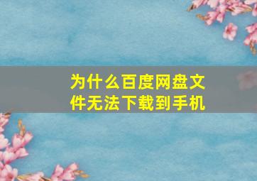 为什么百度网盘文件无法下载到手机