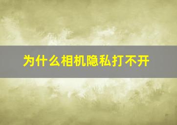 为什么相机隐私打不开