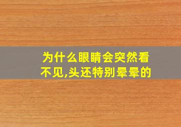 为什么眼睛会突然看不见,头还特别晕晕的