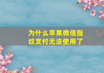 为什么苹果微信指纹支付无法使用了