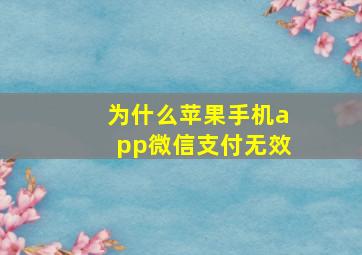 为什么苹果手机app微信支付无效