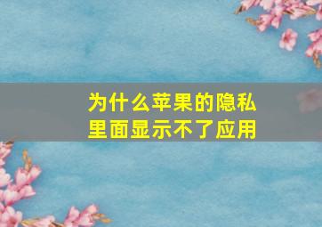 为什么苹果的隐私里面显示不了应用