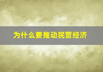 为什么要推动民营经济