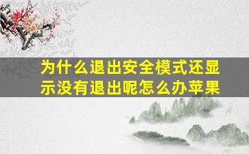 为什么退出安全模式还显示没有退出呢怎么办苹果