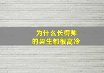 为什么长得帅的男生都很高冷