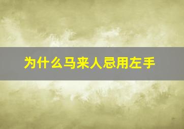 为什么马来人忌用左手