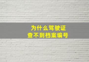 为什么驾驶证查不到档案编号