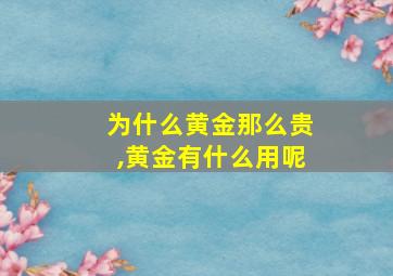 为什么黄金那么贵,黄金有什么用呢