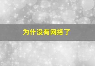 为什没有网络了