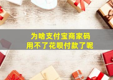 为啥支付宝商家码用不了花呗付款了呢