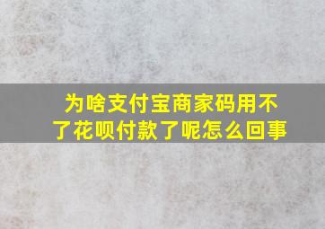 为啥支付宝商家码用不了花呗付款了呢怎么回事