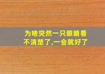 为啥突然一只眼睛看不清楚了,一会就好了