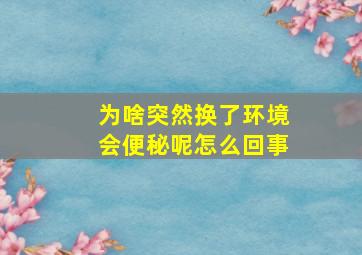 为啥突然换了环境会便秘呢怎么回事