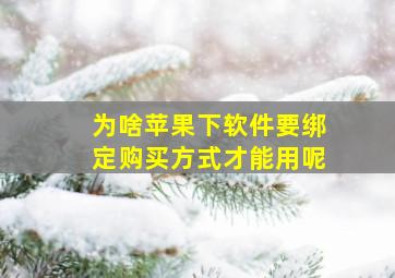 为啥苹果下软件要绑定购买方式才能用呢