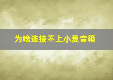 为啥连接不上小爱音箱