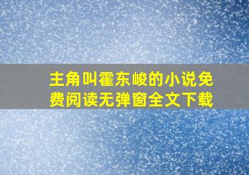 主角叫霍东峻的小说免费阅读无弹窗全文下载