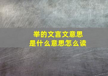 举的文言文意思是什么意思怎么读