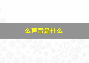 么声音是什么