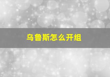 乌鲁斯怎么开组