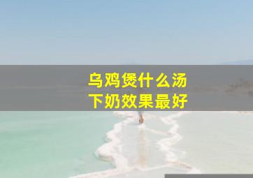 乌鸡煲什么汤下奶效果最好