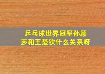 乒乓球世界冠军孙颖莎和王楚钦什么关系呀