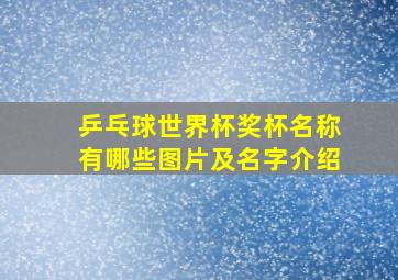 乒乓球世界杯奖杯名称有哪些图片及名字介绍