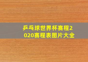 乒乓球世界杯赛程2020赛程表图片大全