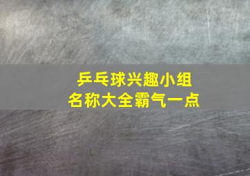 乒乓球兴趣小组名称大全霸气一点