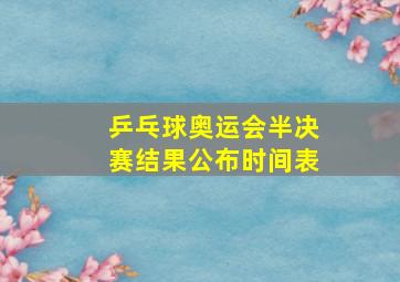 乒乓球奥运会半决赛结果公布时间表