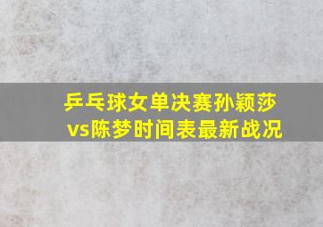 乒乓球女单决赛孙颖莎vs陈梦时间表最新战况