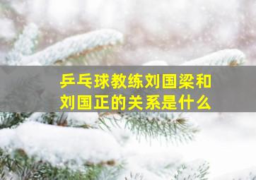 乒乓球教练刘国梁和刘国正的关系是什么